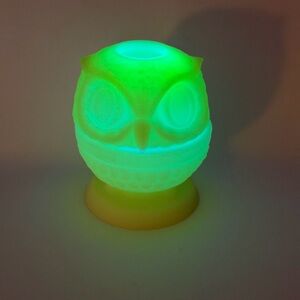 Fenton custard owl fairy lamp GLOWS